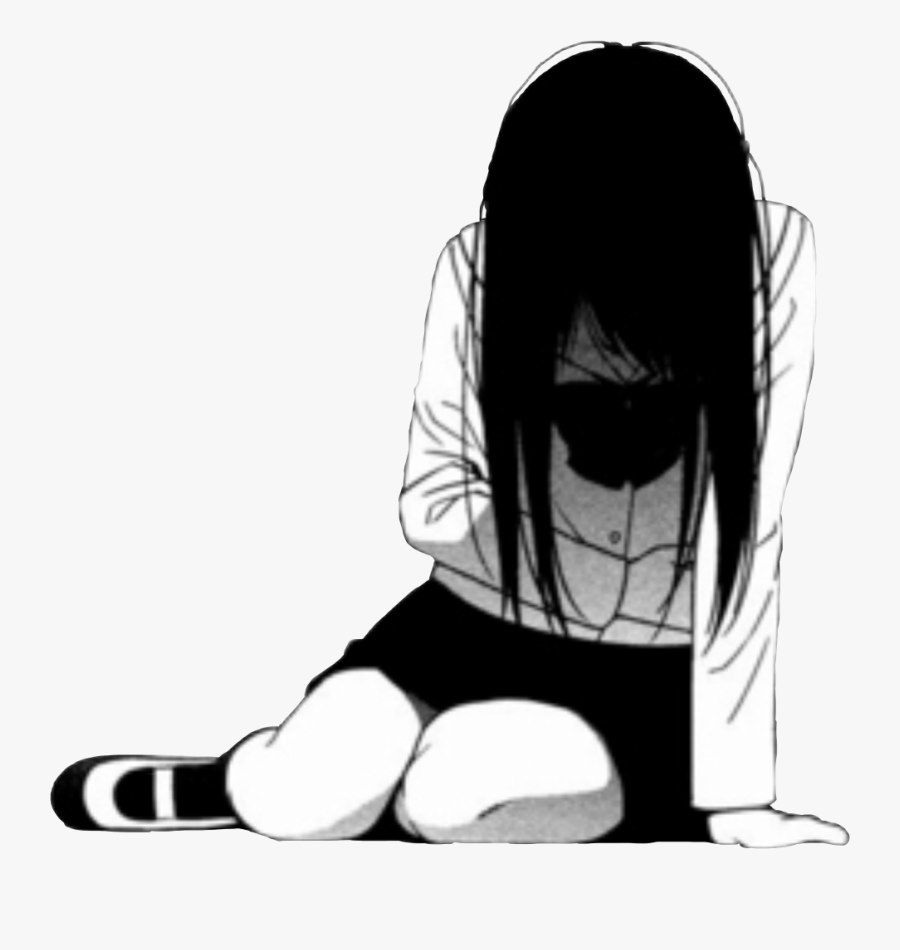 #sad #girl #depression #depressed #sadness #cry #crying - Depressed Anime Girl Crying, Transparent Clipart