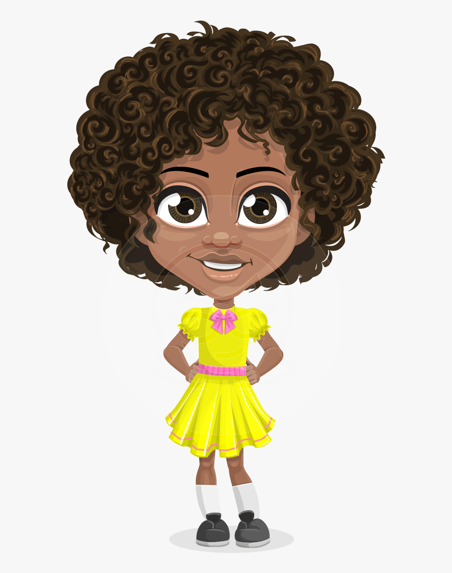 Clip Art Vector Child Character Alana - African American Child Cartoon, Transparent Clipart