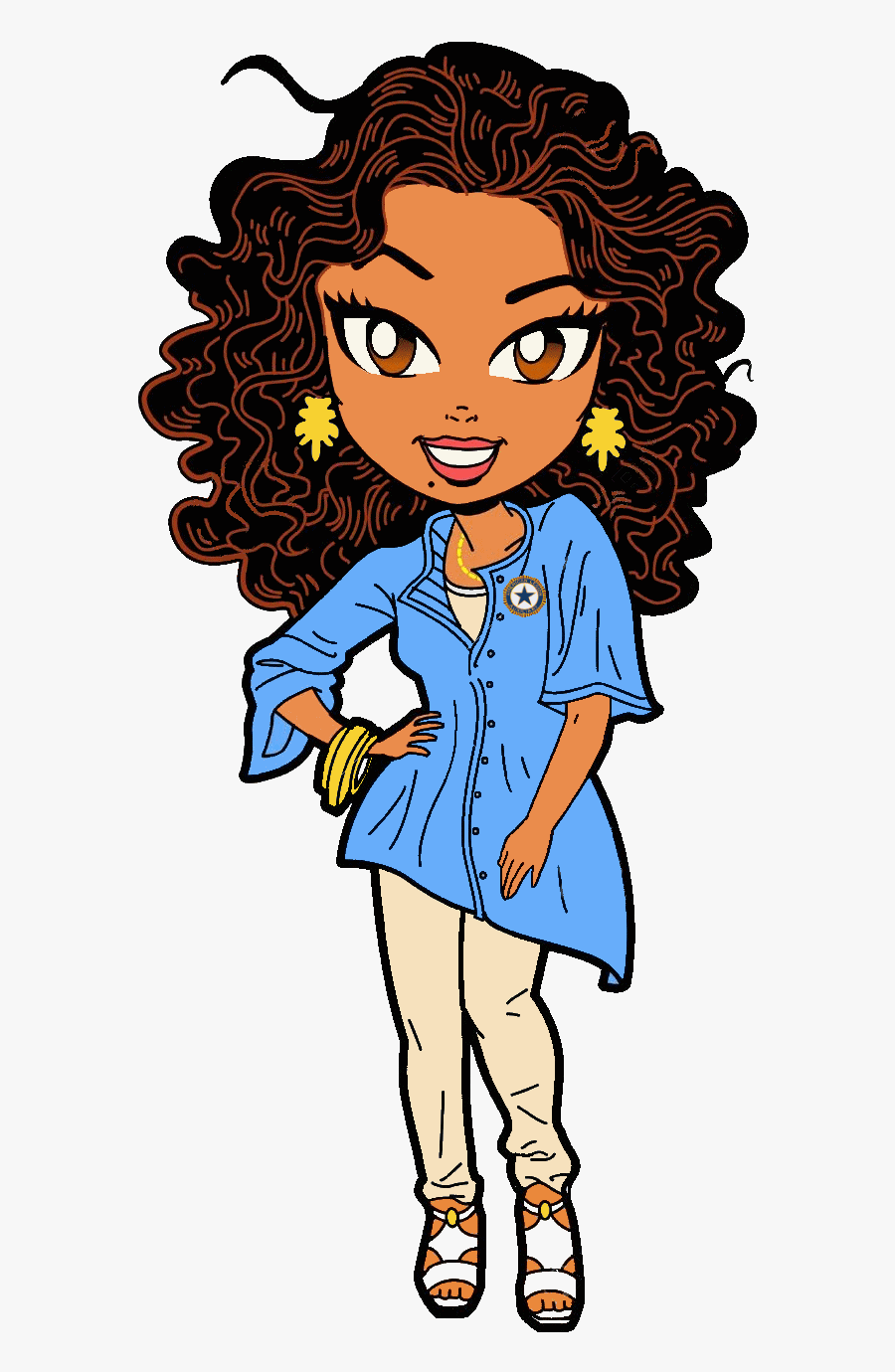 Transparent African American Girl Clipart - African American Lady Cartoon, Transparent Clipart