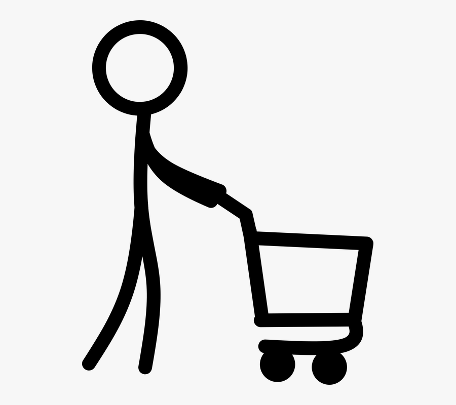 Cart Drawn Stick Man - Male Stickman Transparent Shopping, Transparent Clipart