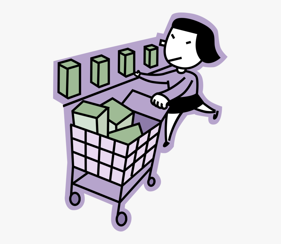 Vector Illustration Of Supermarket Shopper Shops For, Transparent Clipart