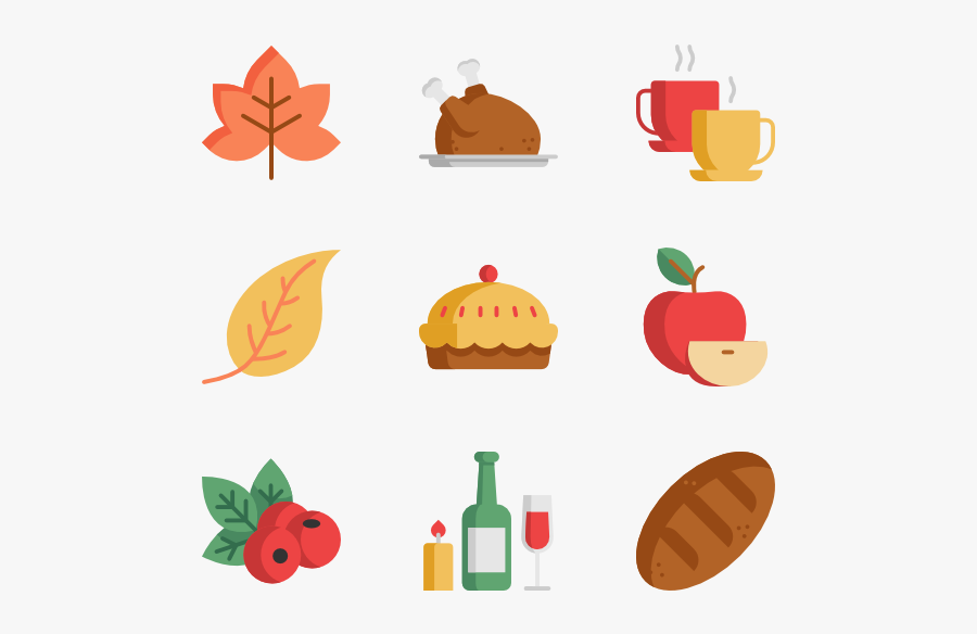Dinner Icons Free Vector - Thanksgiving Food Vector Png, Transparent Clipart