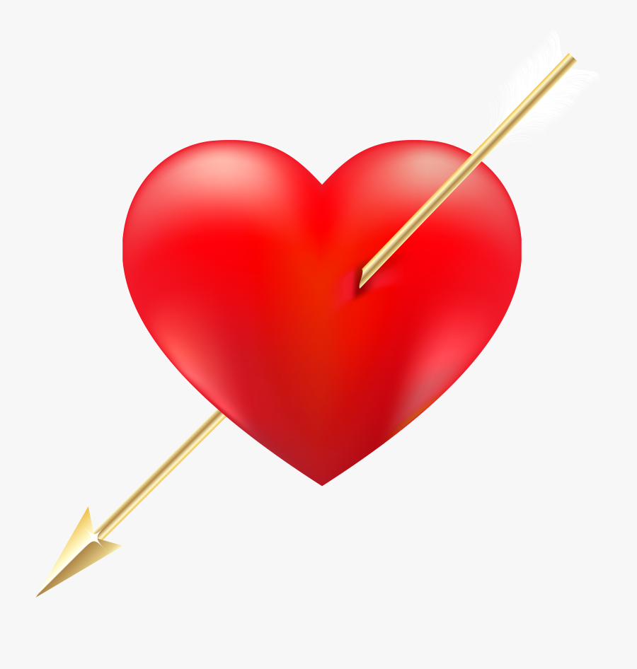 Red Heart With Arrow Png Clipart - Heart Pngs For Picsart, Transparent Clipart