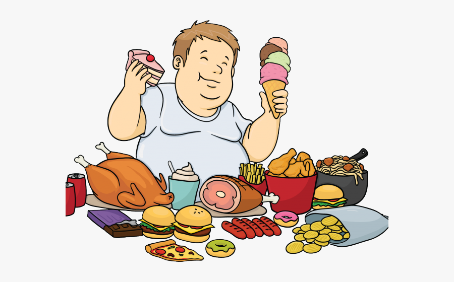 Transparent Junk Foods Clipart - Eat Too Much Cartoon, Transparent Clipart