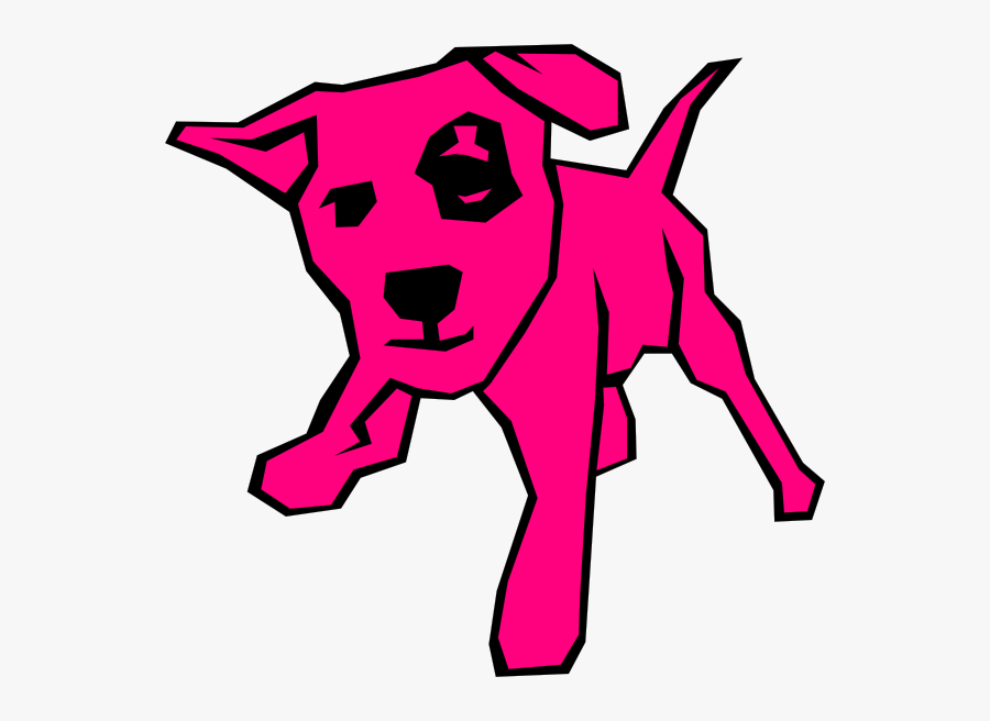 Dog Clipart Pink - Straight Line Drawing Dog, Transparent Clipart