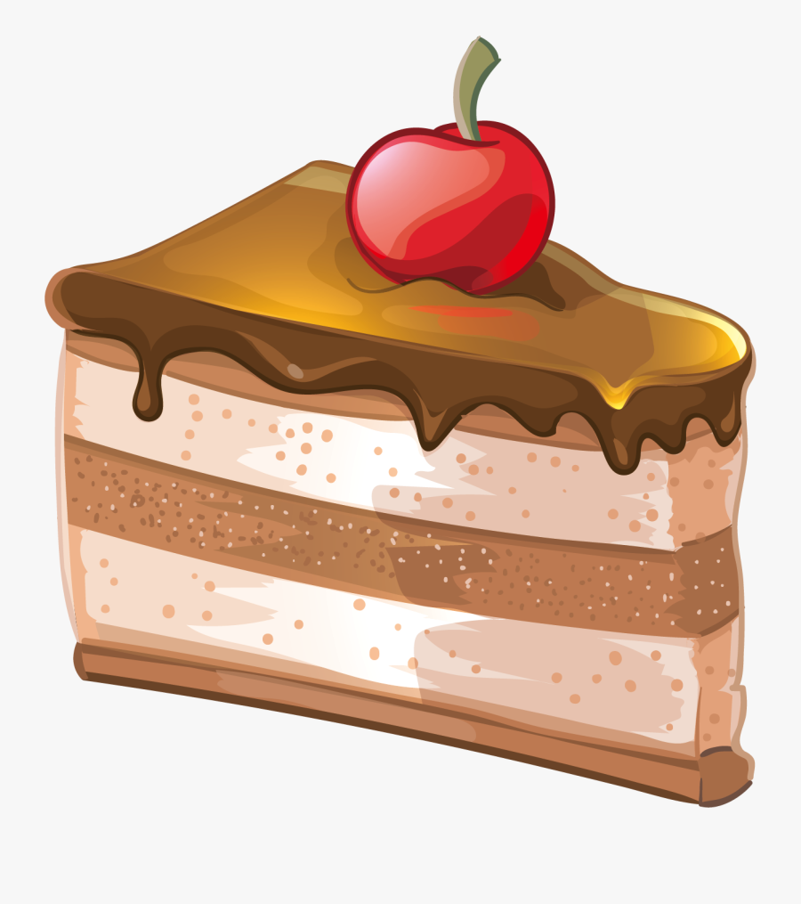 Transparent Slice Of Chocolate Cake Clipart - Cake Chocolate Vector Png, Transparent Clipart