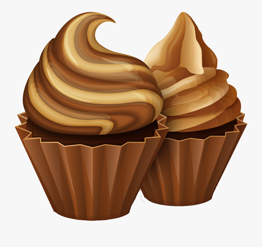 Chocolate Ice Cream Coffee Cupcake Chocolate Cake Cafe - Cupcake, Transparent Clipart
