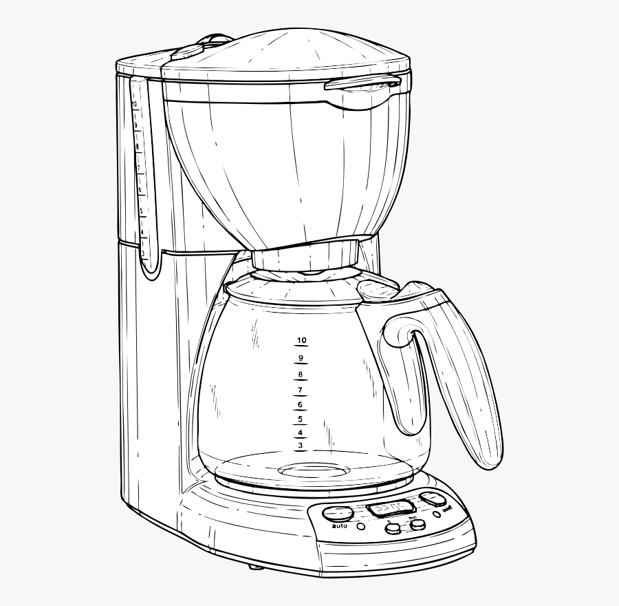 Coffeemaker, Automatic, Coffee, Pot, Machine, Beverage - Coffee Maker Line Drawing, Transparent Clipart