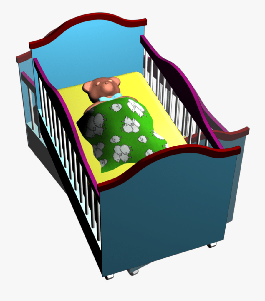 Kids Themed Video Clipart With Baby Crib And Teddy - Illustration, Transparent Clipart