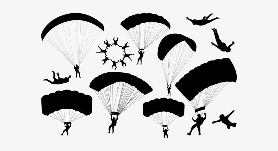 Skydiving Silhouettes Vector - Skydiving Png, Transparent Clipart