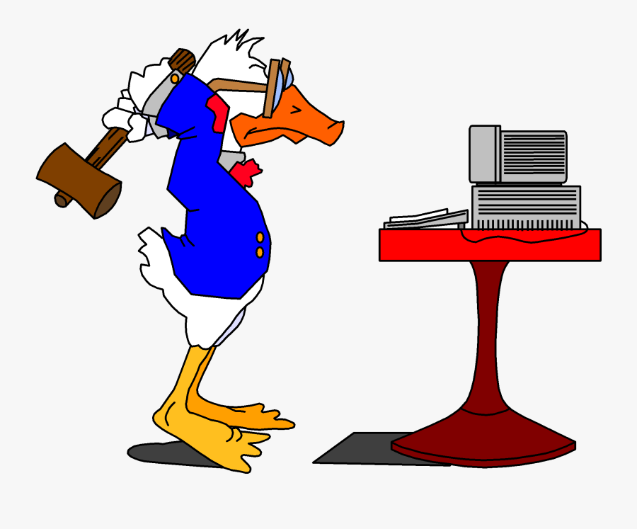 Computer-duck - Clipart Duck Smashing Computer, Transparent Clipart