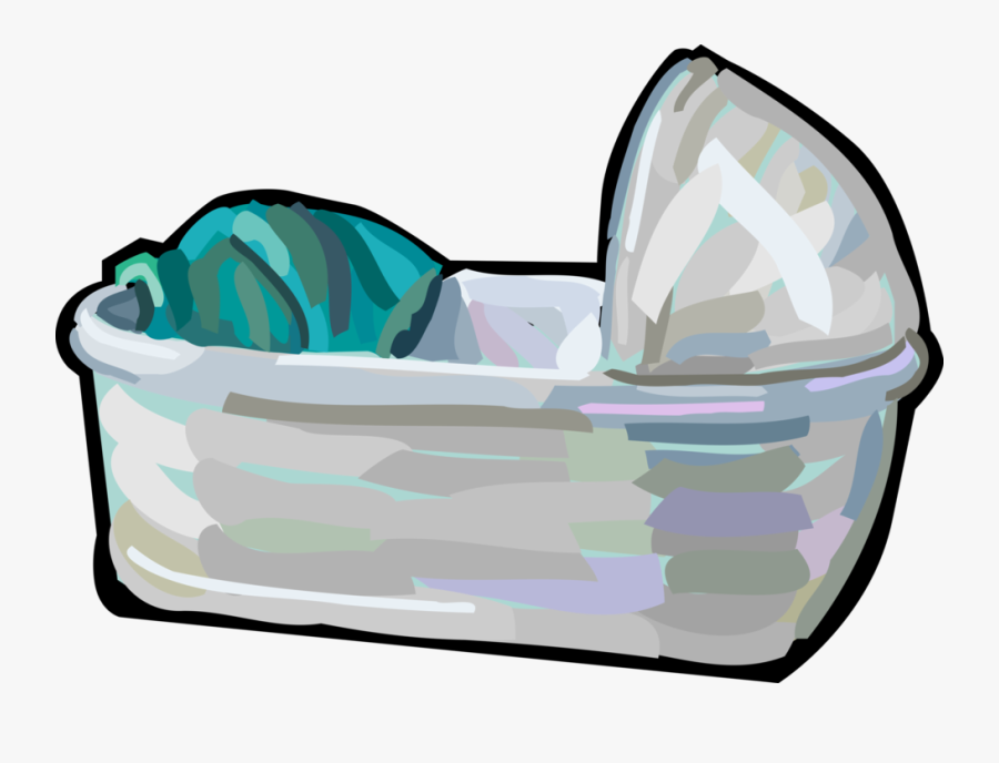 Vector Illustration Of Newborn Infant Baby Crib Bassinet - Bassinet Clipart, Transparent Clipart