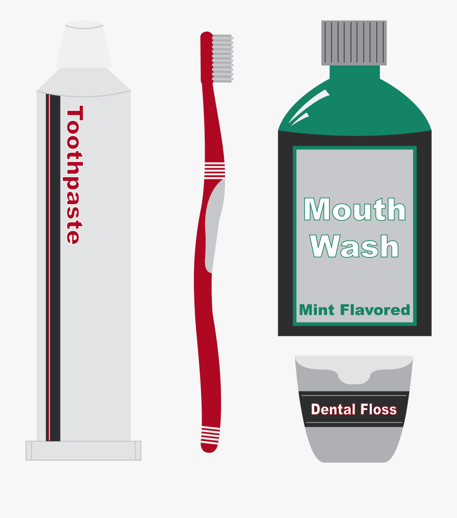 Mouthwash Objects Png Image - Toothpaste Toothbrush Dental Floss Mouthwash, Transparent Clipart