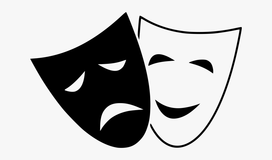 Transparent Masquerade Mask Clipart Black And White - Theater Mask Clipart, Transparent Clipart
