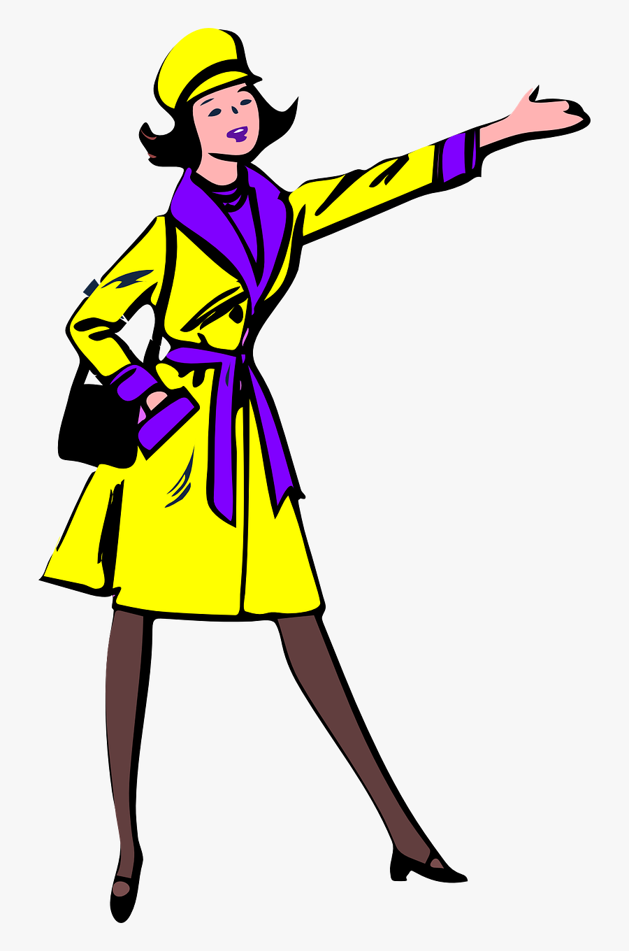 Mademoiselle Young Woman Free Picture - Woman In Coat Clipart, Transparent Clipart