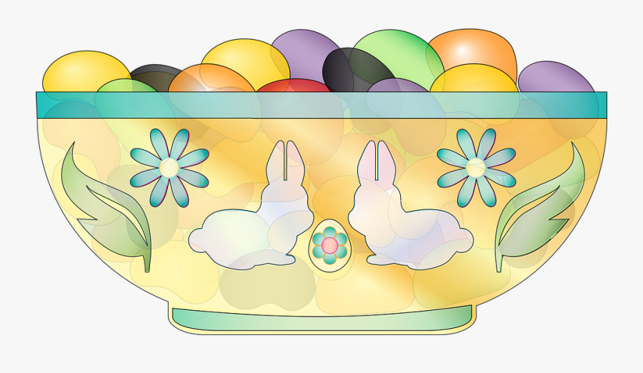 Graphic, Jelly Beans, Dish, Easter, Bowl, Candy, Bunny - Cartoon, Transparent Clipart