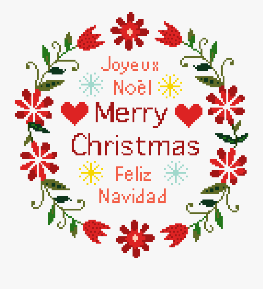 Christmas Floral Cross Stitch Pattern , Transparent - Cross Stitch Merry Christmas, Transparent Clipart