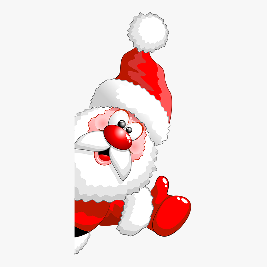 Papa Noel Asomandose, Transparent Clipart