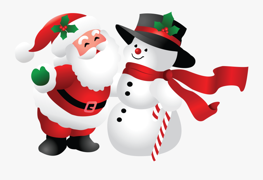 Snowman Cliparts Christmas - Papai Noel Com Boneco De Neve, Transparent Clipart