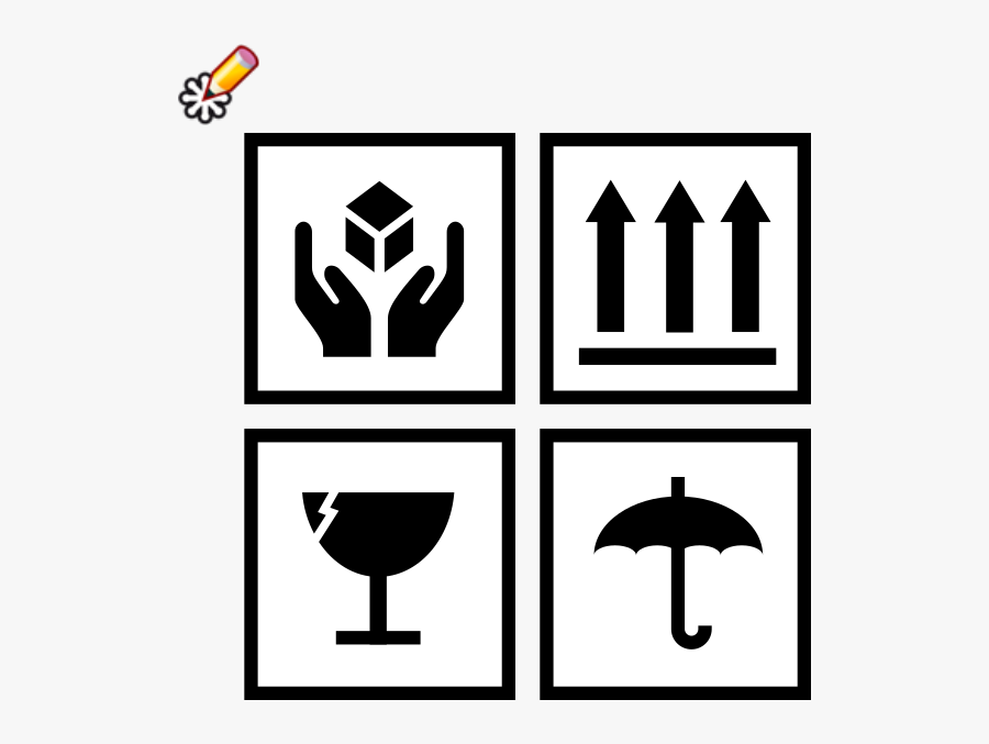 Transparent Care Package Clipart - Black And White Fragile Sticker, Transparent Clipart