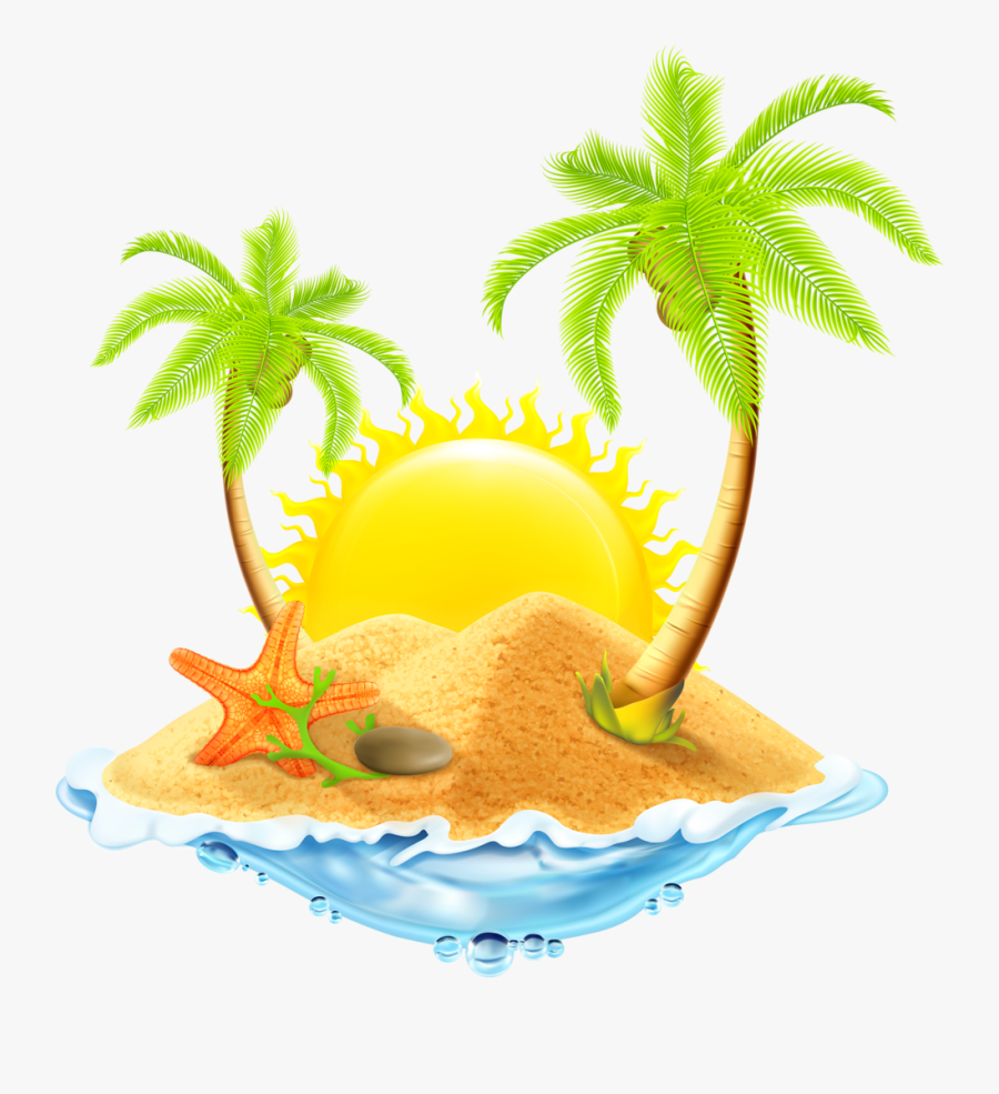 Transparent Beach Background Clipart - Treasure Box On Island, Transparent Clipart