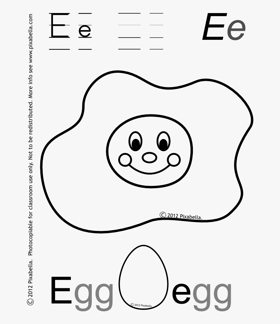 Letter E For Egg Coloring Page - Letter E Egg Preschool, Transparent Clipart