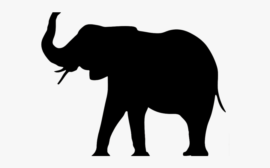 Elephant With Trunk Up Silhouette, Transparent Clipart