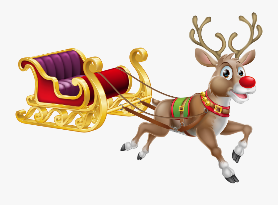 Transparent Sledding Png - Santa Claus Reindeer Rudolph, Transparent Clipart