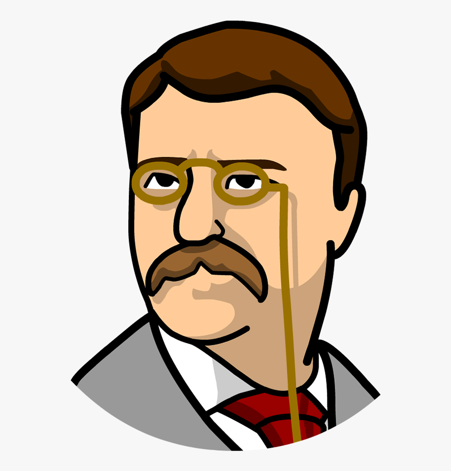 Teddy Roosevelt Cartoon Face, Transparent Clipart