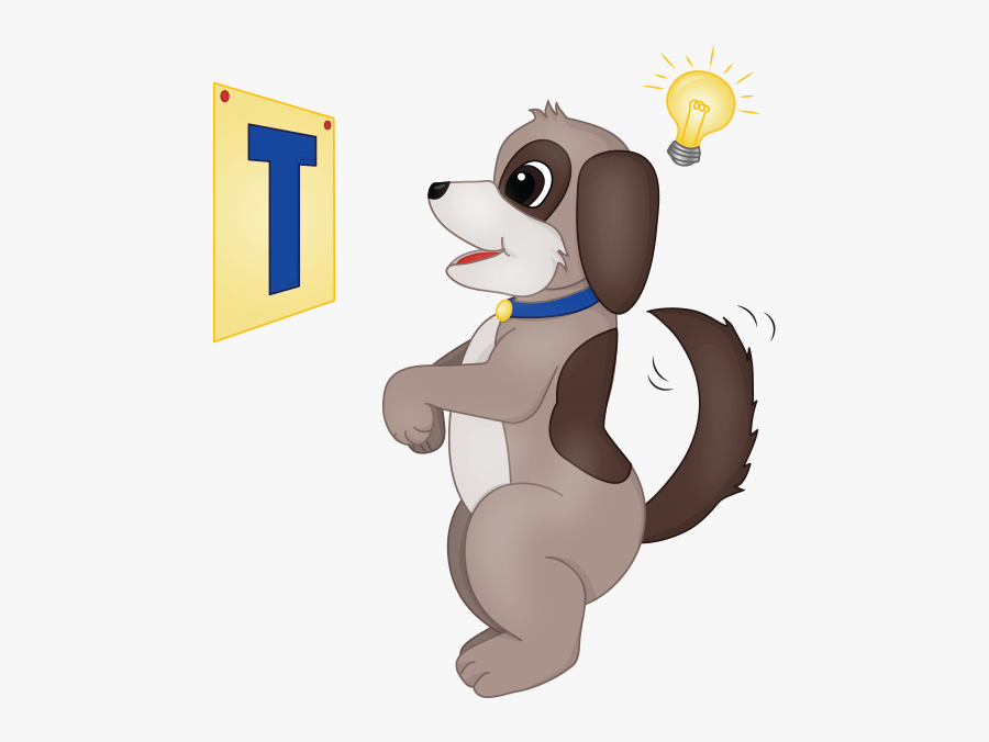 Dog Looking At The Letter T - Cartoon, Transparent Clipart