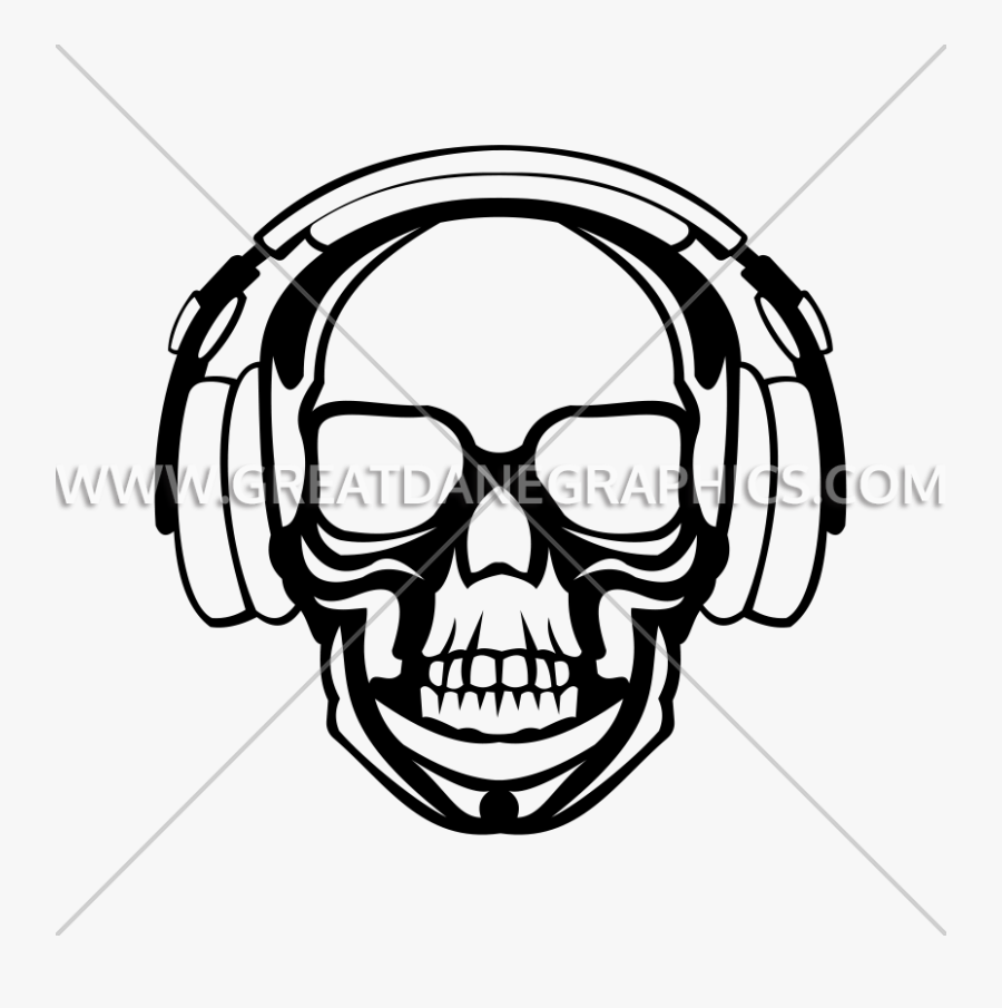 Skull With Headphones Production Ready Artwork For - Illustration, Transparent Clipart