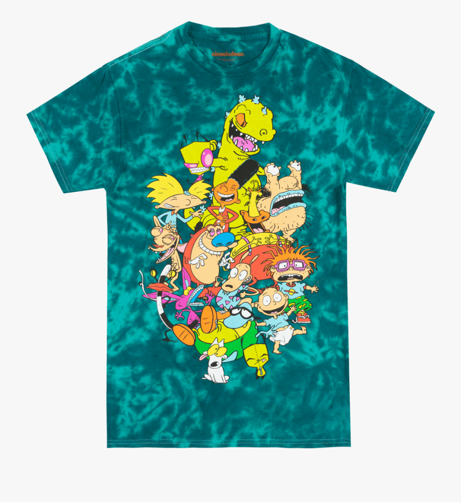 Nickelodeon Cartoon Characters T-shirt Tie Dye Green - Nickelodeon Shirt With All Characters, Transparent Clipart