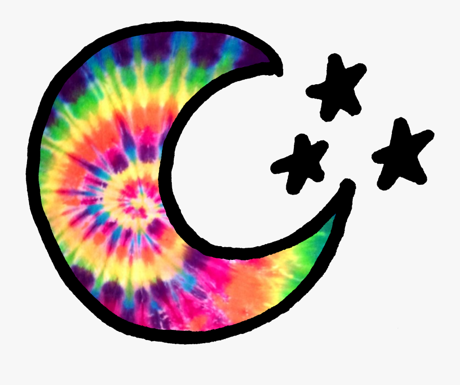 Tie Dye Moon - Moon Clip Art Black And White, Transparent Clipart