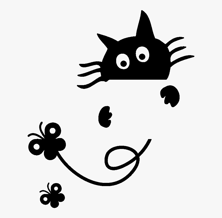 Sticker Prise Chat Cache Et Papillons Ambiance Sticker - Para Apagadores, Transparent Clipart