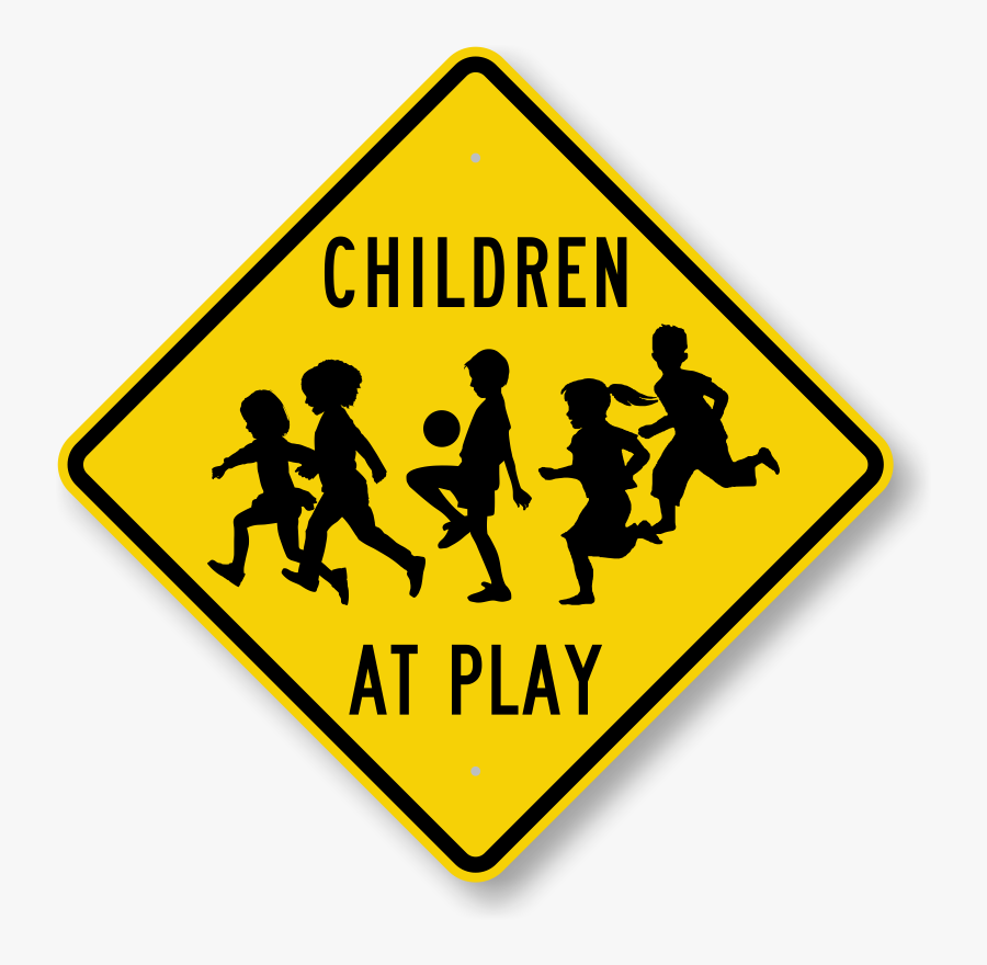 Children At Play Signs - Transparent Child Silhouette, Transparent Clipart