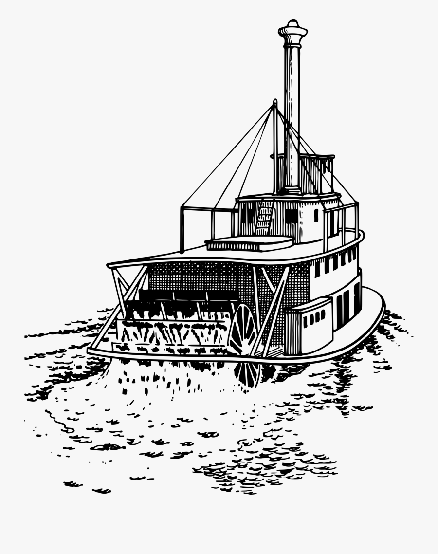 Clipart Boat Paddle Boat - Paddle Steamer Black And White, Transparent Clipart