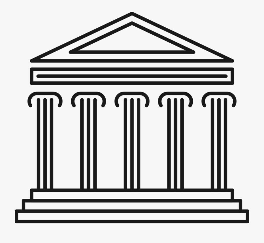 Line Art,ancient Roman Architecture,roman Temple - Municipal Hall Symbol, Transparent Clipart