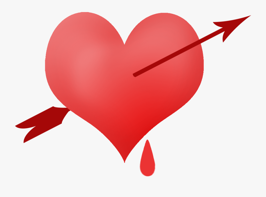 Piinched Heart With Blood Drop And Arrow - Heart, Transparent Clipart