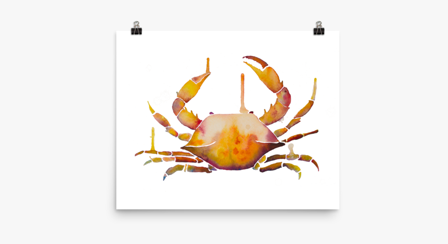 Watercolor Crab Print Will Decrease Crabbiness Selkie - Freshwater Crab, Transparent Clipart