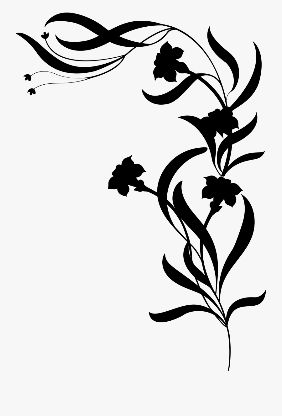 Flower Silhouette Clipart - Flower Png Black And White, Transparent Clipart