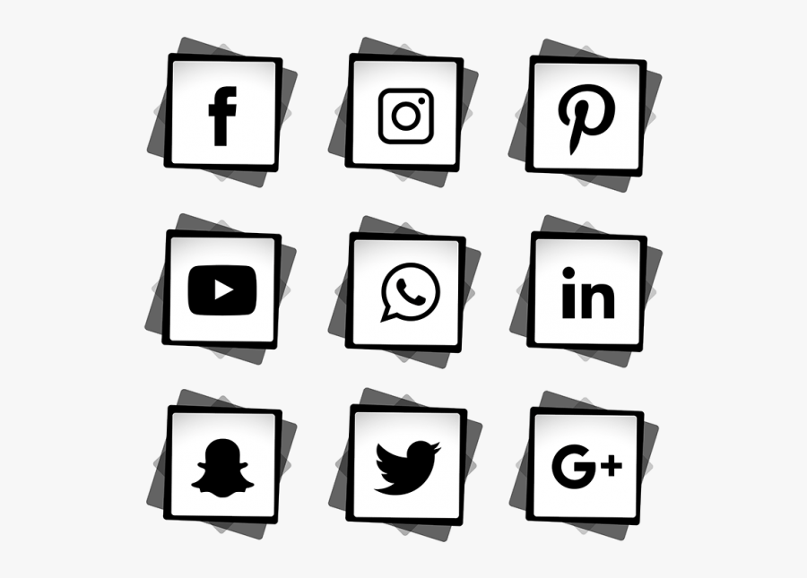 Media Icons Set Social Media Icon White Png- - Social Media Bar Png, Transparent Clipart
