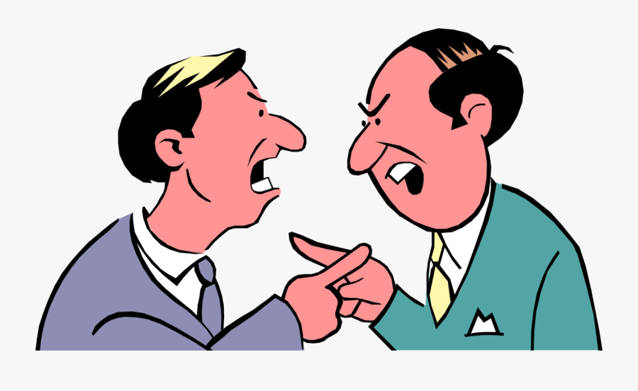 Vector Illustration Of Heated Argument Between Two - 2 Men Arguing Cartoon, Transparent Clipart