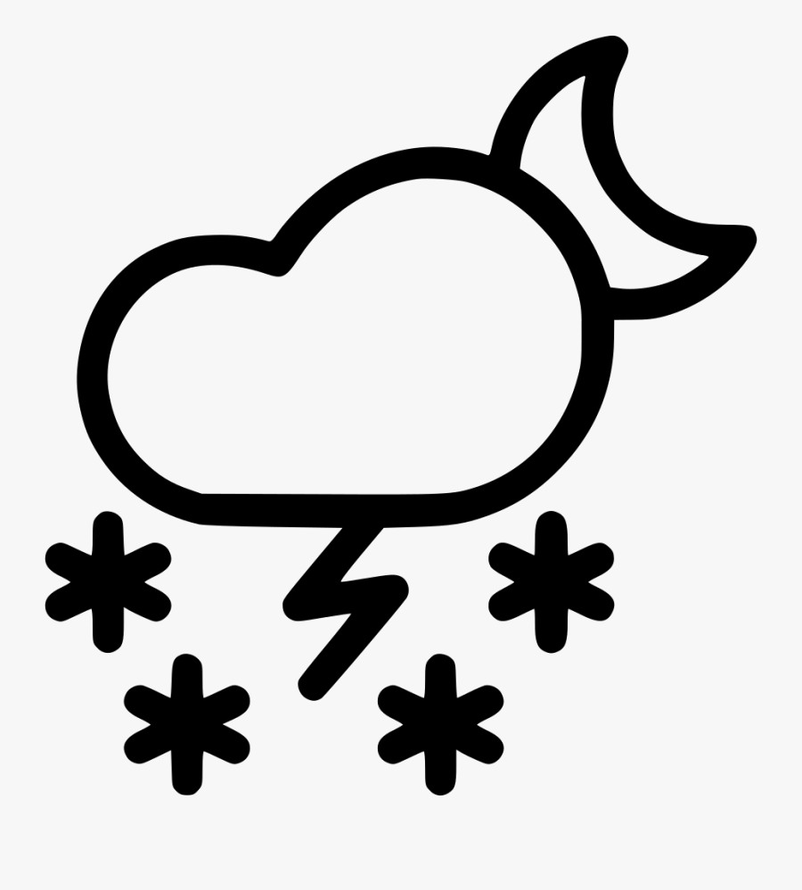 Cloud Night Moon Thunder Snow Storm Comments - Weather Icon White Png, Transparent Clipart
