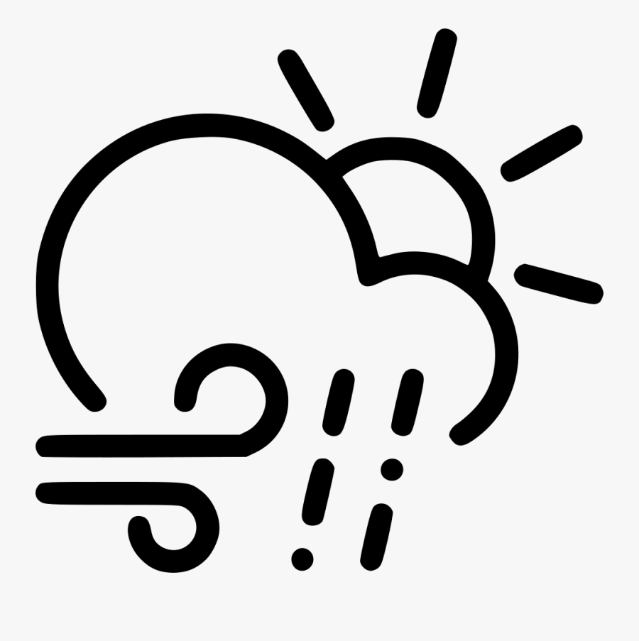 Day Sleet Wind Cloud Rain Sun - Wind Rain Cloud Snow Icon, Transparent Clipart