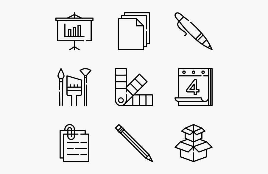 Stationery - Line Icons, Transparent Clipart
