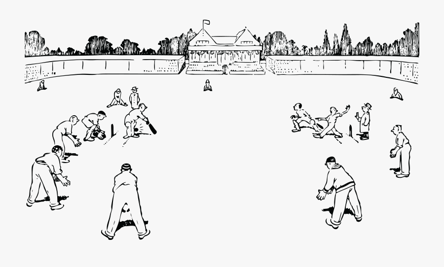 Championship Match Free Retro - Cricket Ground Black And White, Transparent Clipart