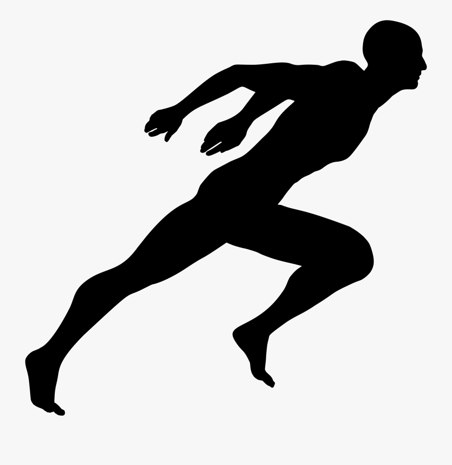 Sports Cliparts Silhouette - Man Sprinting Silhouette, Transparent Clipart