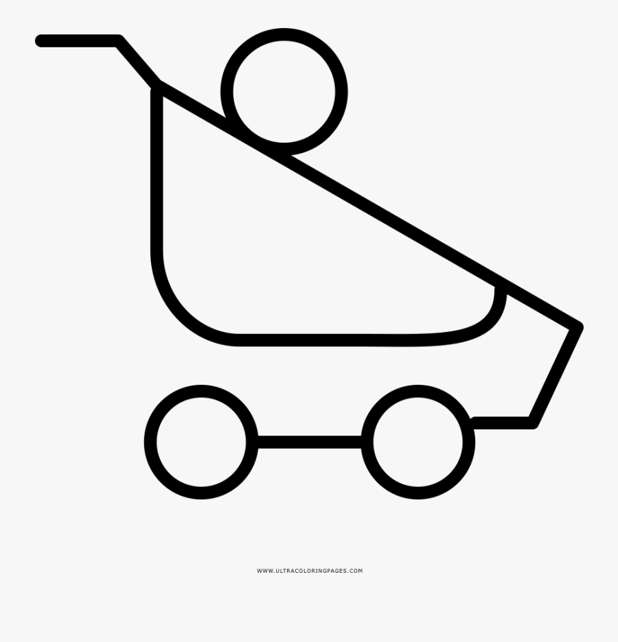 Baby Stroller Coloring Page - Line Art, Transparent Clipart