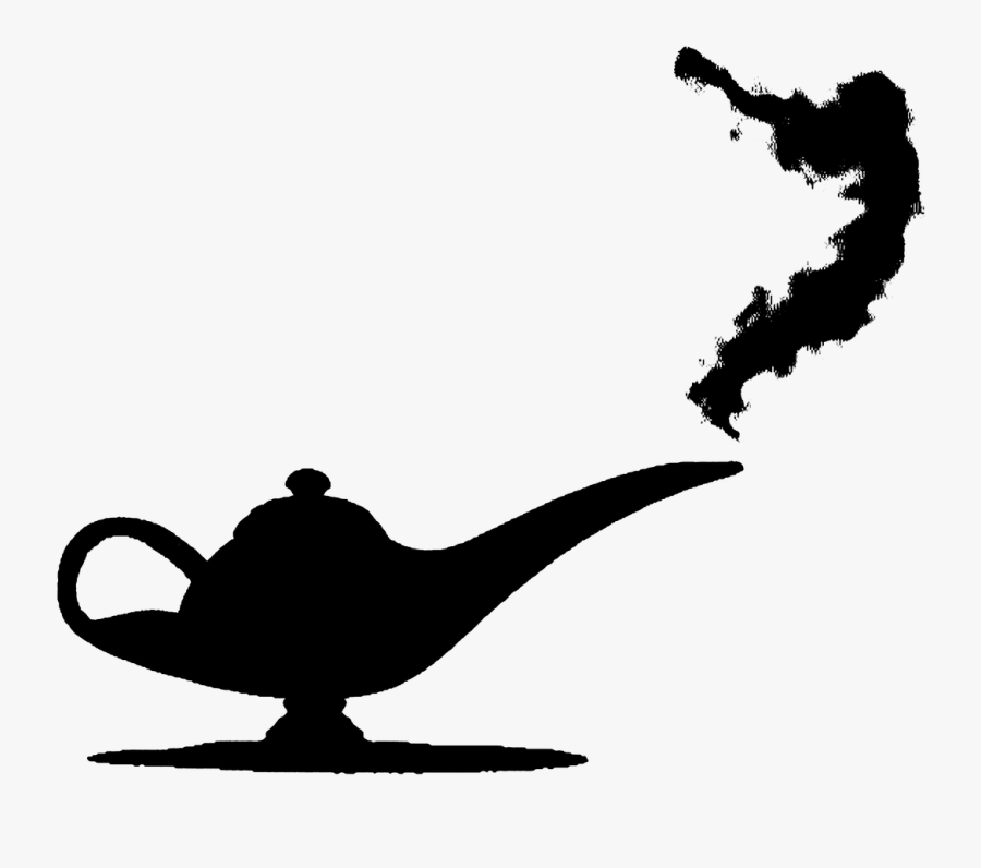 Genie Aladdin Silhouette Vector Graphics Illustration - Aladdin Lamp Silhouette Png, Transparent Clipart