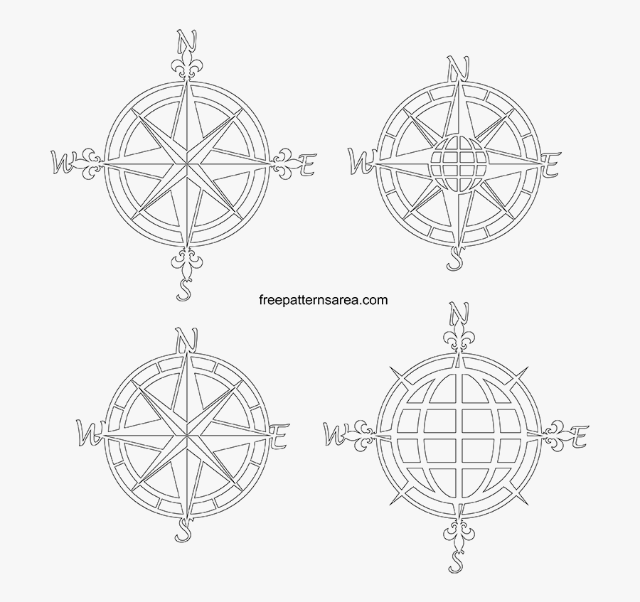 Compass Rose Template - Circle, Transparent Clipart